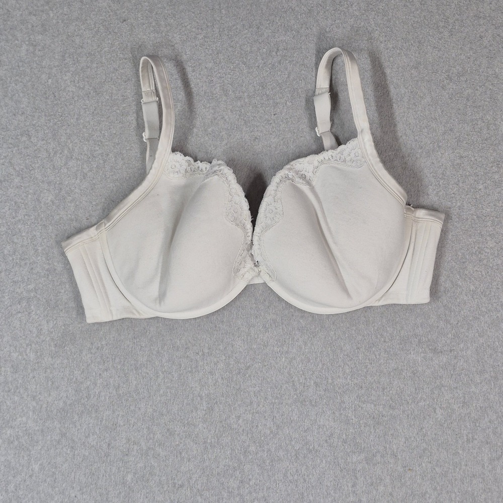 Cacique Women Bra 44D White T Shirt Underwired Lace Strap Adjustable READ
